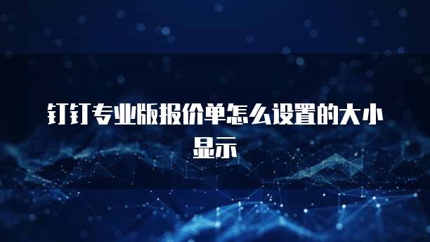 钉钉专业版报价单怎么设置的大小显示
