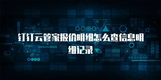 钉钉云管家报价明细怎么查信息明细记录