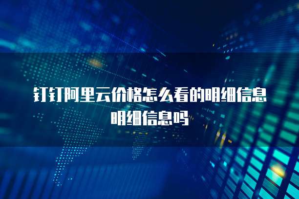 钉钉阿里云价格怎么看的明细信息明细信息吗