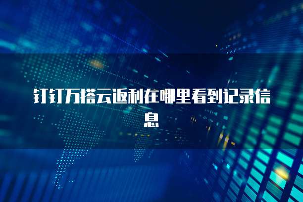 钉钉万搭云返利在哪里看到记录信息
