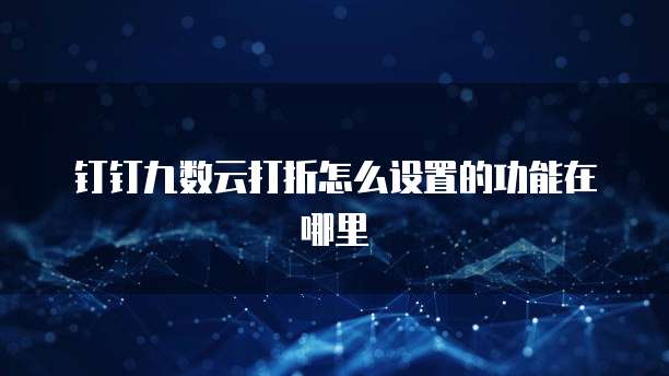 钉钉九数云打折怎么设置的功能在哪里