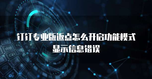 钉钉专业版返点怎么开启功能模式显示信息错误