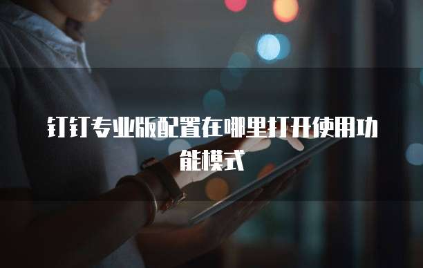 钉钉专业版配置在哪里打开使用功能模式