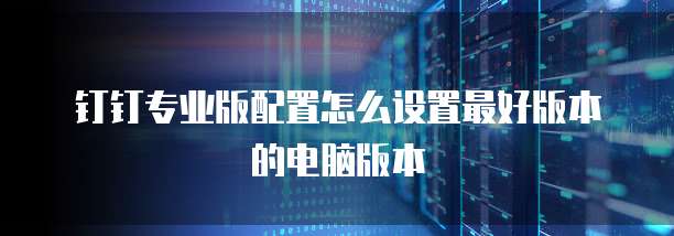 钉钉专业版配置怎么设置最好版本的电脑版本