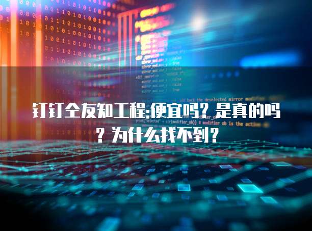 钉钉仝友知工程:便宜吗？是真的吗？为什么找不到？