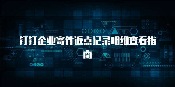 钉钉企业寄件返点记录明细查看指南