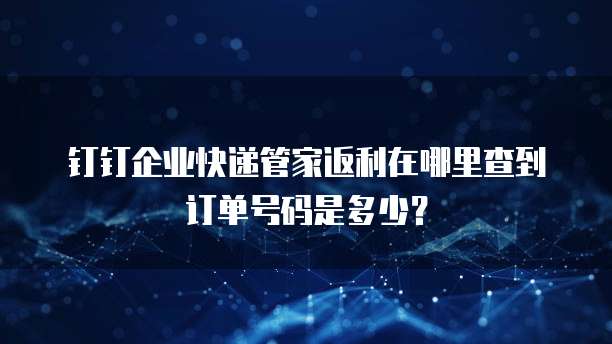 钉钉企业快递管家返利在哪里查到订单号码是多少?