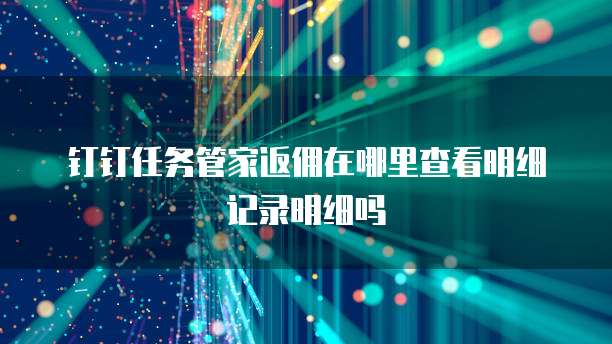 钉钉任务管家返佣在哪里查看明细记录明细吗