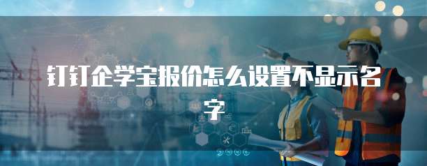 钉钉企学宝报价怎么设置不显示名字