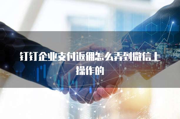 钉钉企业支付返佣怎么弄到微信上操作的