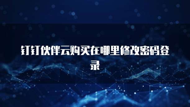 钉钉伙伴云购买在哪里修改密码登录
