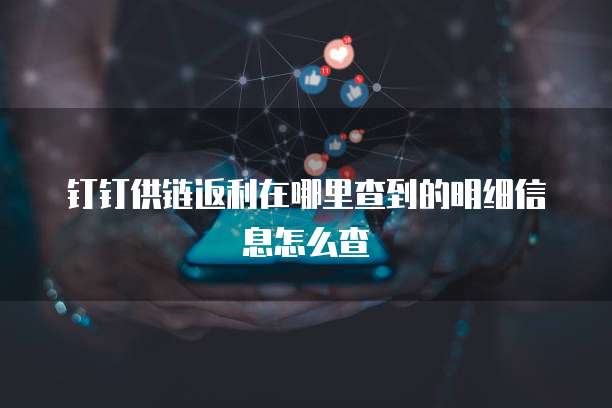 钉钉供链返利在哪里查到的明细信息怎么查
