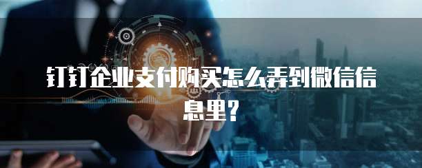钉钉企业支付购买怎么弄到微信信息里?