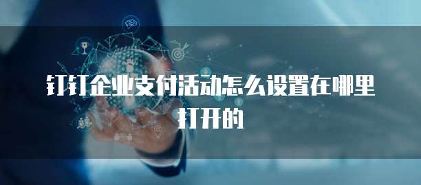 钉钉企业支付活动怎么设置在哪里打开的