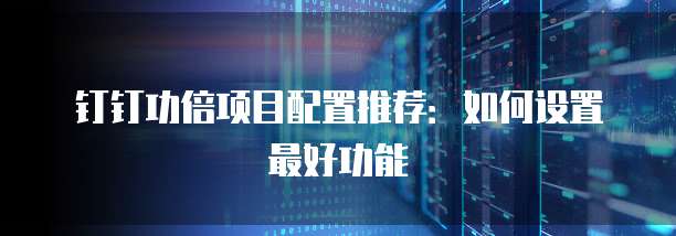 钉钉功倍项目配置推荐:如何设置最好功能