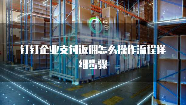 钉钉企业支付返佣怎么操作流程详细步骤