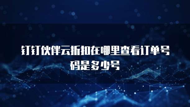 钉钉伙伴云折扣在哪里查看订单号码是多少号