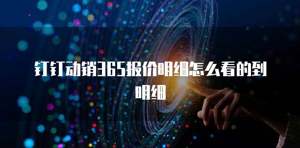 钉钉动销365报价明细怎么看的到明细