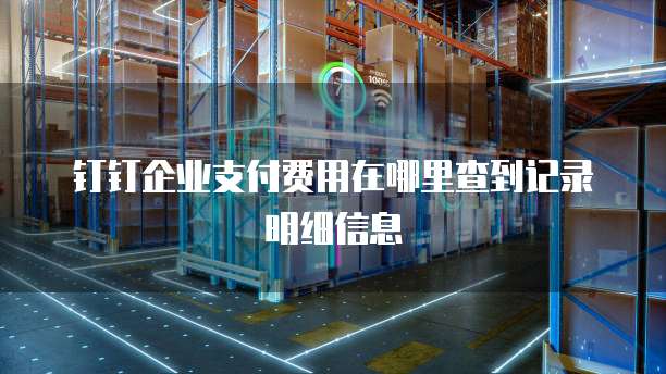 钉钉企业支付费用在哪里查到记录明细信息