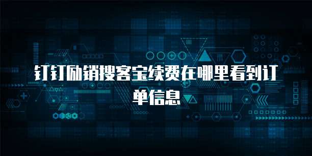 钉钉励销搜客宝续费在哪里看到订单信息