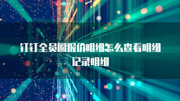 钉钉全员圈报价明细怎么查看明细记录明细