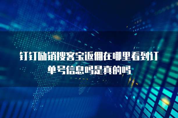 钉钉励销搜客宝返佣在哪里看到订单号信息吗是真的吗