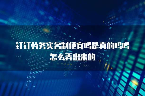 钉钉劳务实名制便宜吗是真的吗吗怎么弄出来的
