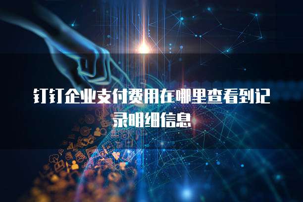 钉钉企业支付费用在哪里查看到记录明细信息