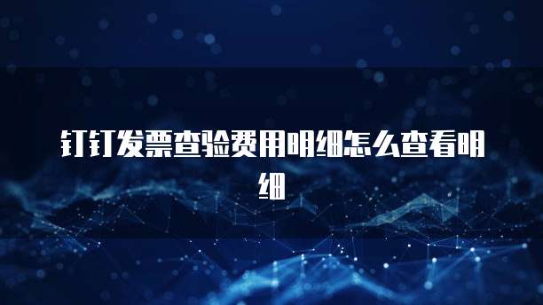 钉钉发票查验费用明细怎么查看明细