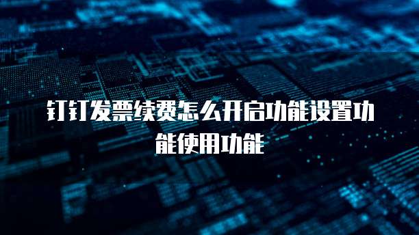 钉钉发票续费怎么开启功能设置功能使用功能