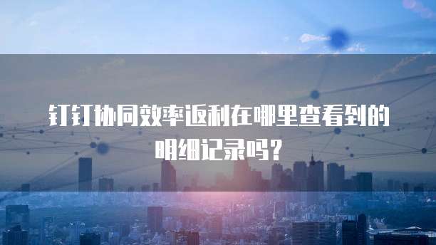 钉钉协同效率返利在哪里查看到的明细记录吗?