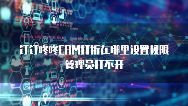 钉钉咚咚CRM打折在哪里设置权限管理员打不开