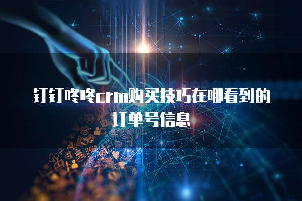 钉钉咚咚crm购买技巧在哪看到的订单号信息