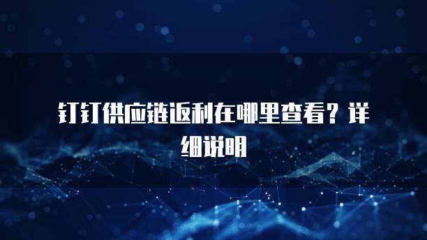钉钉供应链返利在哪里查看?详细说明