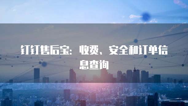钉钉售后宝:收费、安全和订单信息查询