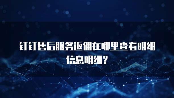 钉钉售后服务返佣在哪里查看明细信息明细?