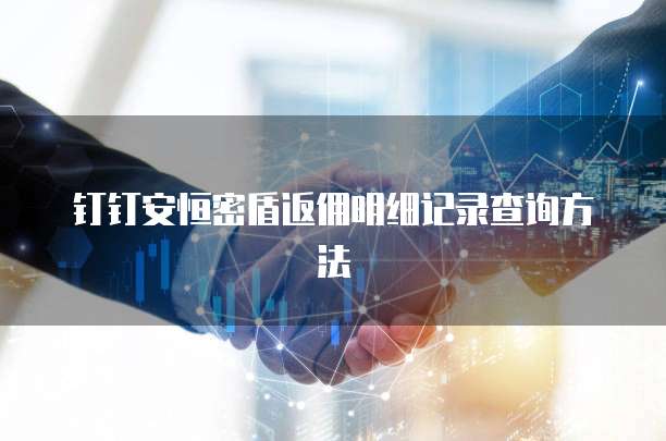 钉钉安恒密盾返佣明细记录查询方法