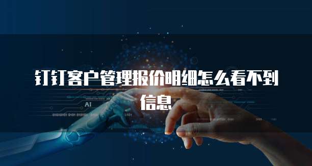钉钉客户管理报价明细怎么看不到信息