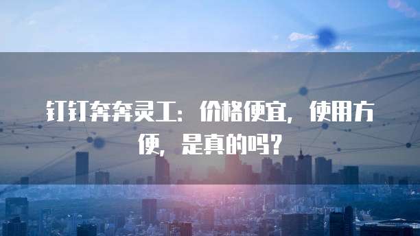钉钉奔奔灵工:价格便宜,使用方便,是真的吗?