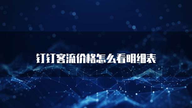 钉钉客流价格怎么看明细表