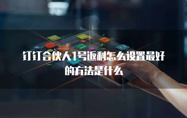 钉钉合伙人1号返利怎么设置最好的方法是什么