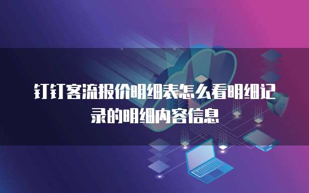 钉钉客流报价明细表怎么看明细记录的明细内容信息