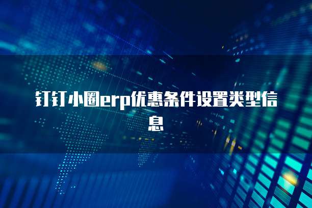 钉钉小圈erp优惠条件设置类型信息