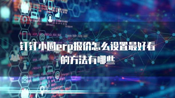 钉钉小圈erp报价怎么设置最好看的方法有哪些