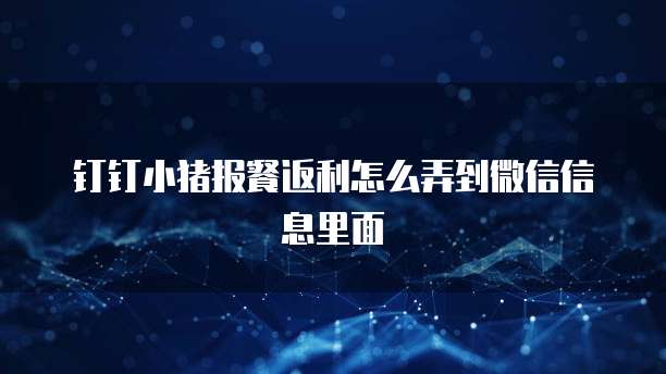 钉钉小猪报餐返利怎么弄到微信信息里面