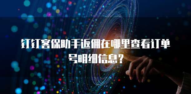 钉钉客保助手返佣在哪里查看订单号明细信息?