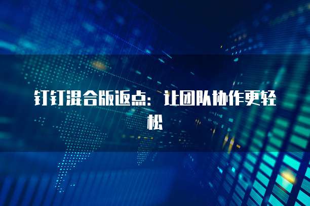 钉钉混合版返点：让团队协作更轻松