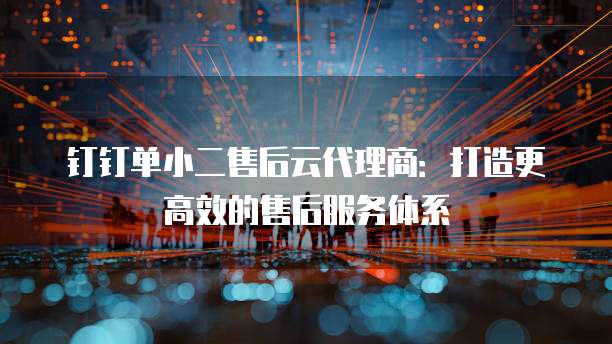钉钉单小二售后云代理商:打造更高效的售后服务体系