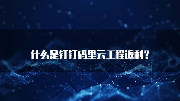 什么是钉钉码里云工程返利?