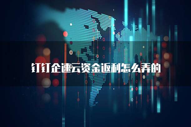 钉钉企速云资金返利怎么弄的